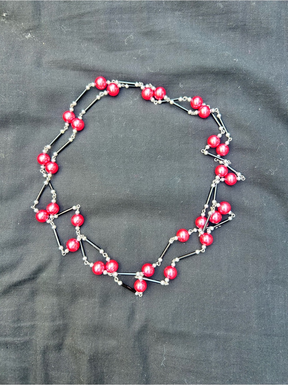 Red Beaded Multi-Strand Necklace - Women's Jewelry